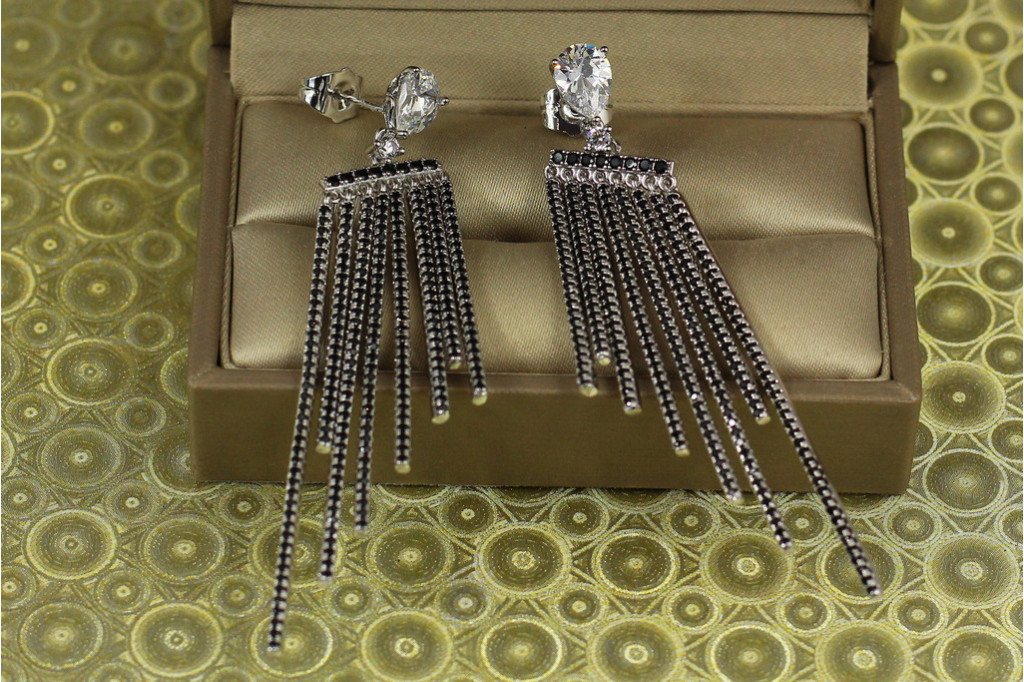 Сережки гвоздики Xuping Jewelry підвіски сяючі промені 7 см сріблясті