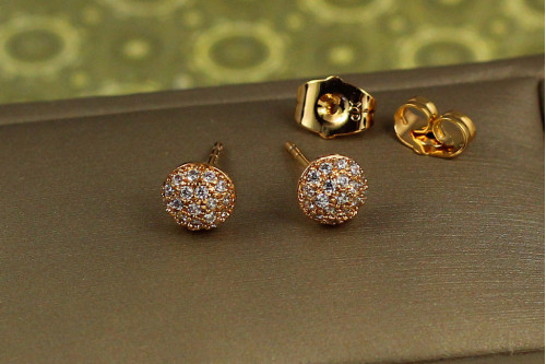 Сережки гвоздики Xuping Jewelry напівсфера з камінців 7 мм золотисті