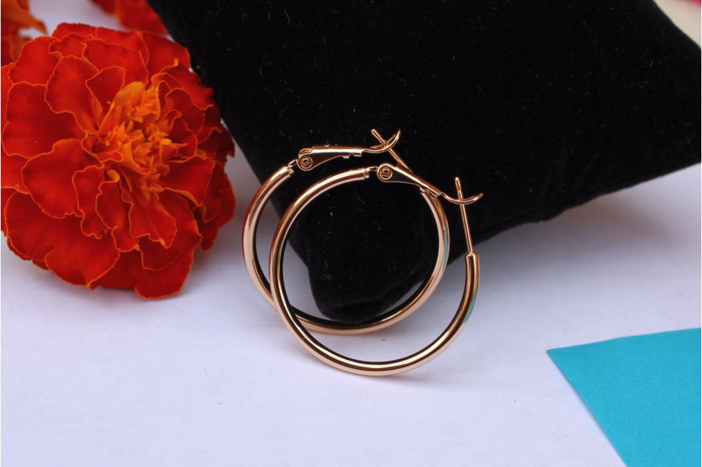 Серьги кольца Xuping Jewelry гладкие 3 см золотистые
