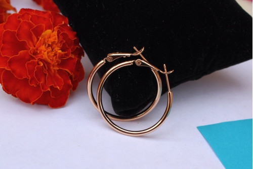 Серьги кольца Xuping Jewelry гладкие 3 см золотистые