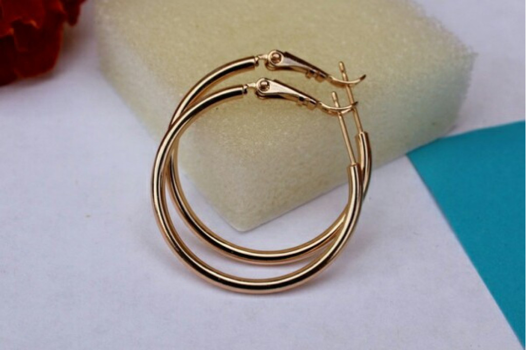 Серьги кольца Xuping Jewelry гладкие 3 см золотистые