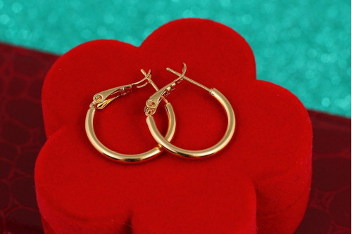 Серьги кольца Xuping Jewelry гладкие 2 см золотистые