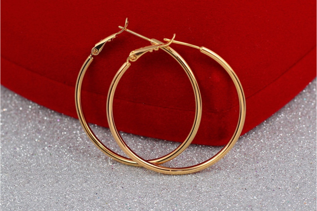 Сережки кільця Xuping Jewelry гладкі 4 см золотисті
