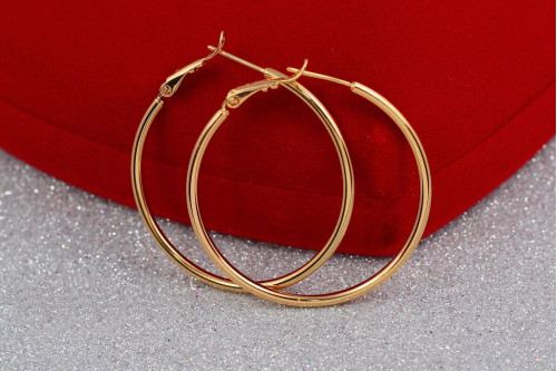 Сережки кільця Xuping Jewelry гладкі 4 см золотисті