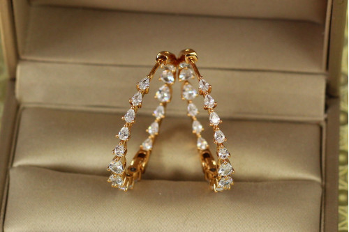 Сережки кільця Xuping Jewelry Фонтан 3 см золотисті