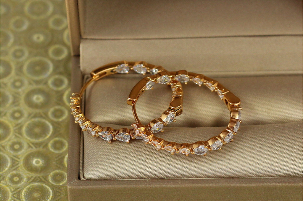 Сережки кільця Xuping Jewelry Фонтан 3 см золотисті