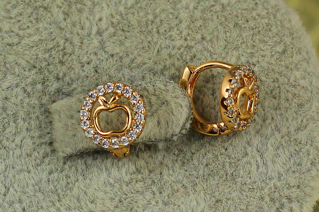 Серьги детские Xuping Jewelry яблочко 8 мм золотистые