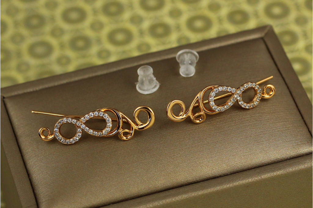 Серьги каффы Xuping Jewelry роспись 2.8 см золотистые