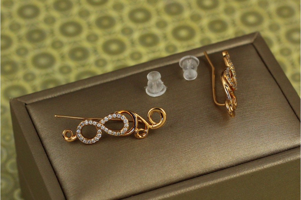 Серьги каффы Xuping Jewelry роспись 2.8 см золотистые
