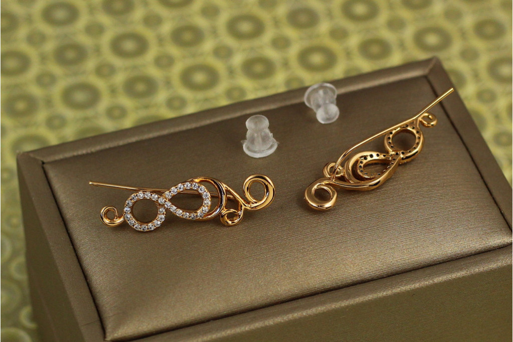 Серьги каффы Xuping Jewelry роспись 2.8 см золотистые