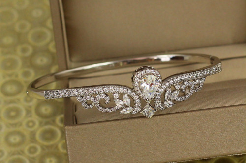 Браслет бенгл Xuping Jewelry Воцаріння 60 мм на руку від 17 см до 19 см сріблястий