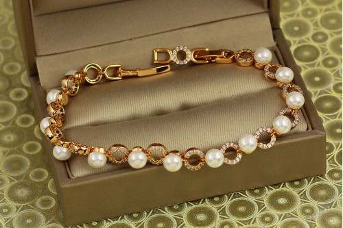 Браслет Xuping Jewelry Чистота з перлиною 16 см 6 мм золотистий