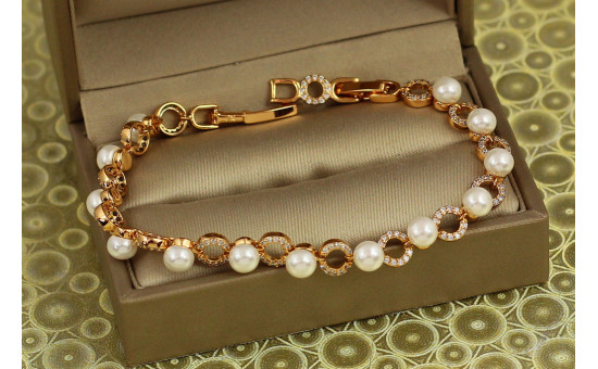 Браслет Xuping Jewelry Чистота з перлиною 18 см 6 мм золотистий