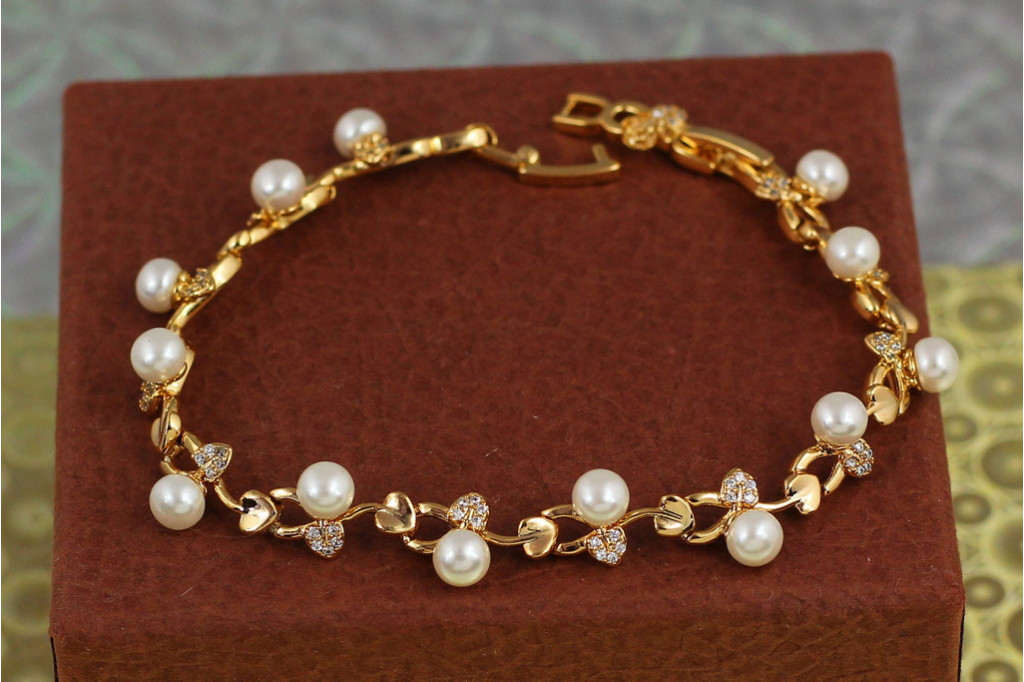 Браслет Xuping Jewelry Лоза з перлиною 19 см 8 мм золотистий