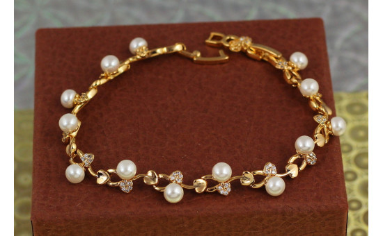 Браслет Xuping Jewelry Лоза з перлиною 17 см 8 мм золотистий