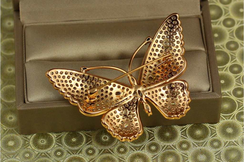 Брошь Xuping Jewelry бабочка Павлиний глаз золотистая