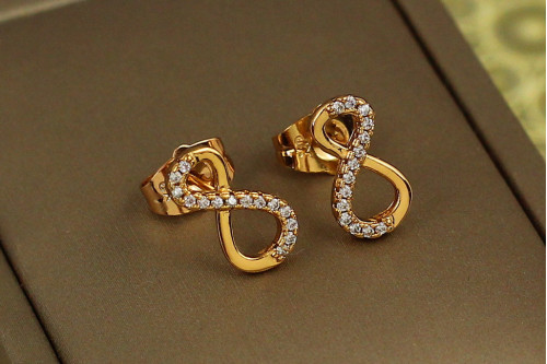 Серьги гвоздики Xuping Jewelry восьмерки 1,2 см золотистые