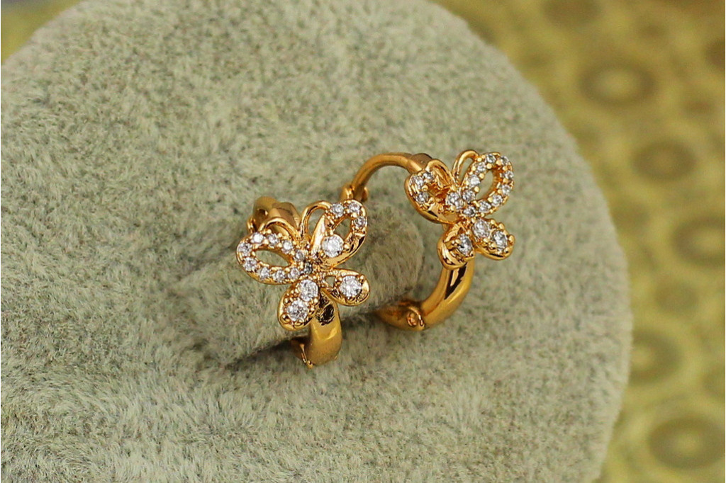 Сережки дитячі Xuping Jewelry прекрасний метелик 1,3 см золотисті