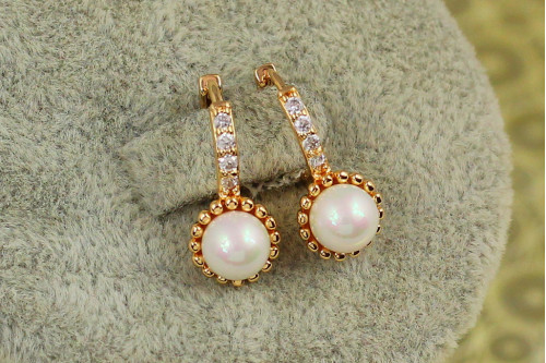 Серьги детские Xuping Jewelry физалис с жемчужиной 1,6 см золотистые
