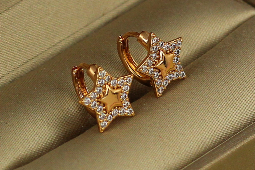 Сережки дитячі Xuping Jewelry мерехтлива зірка 1,1 см золотисті