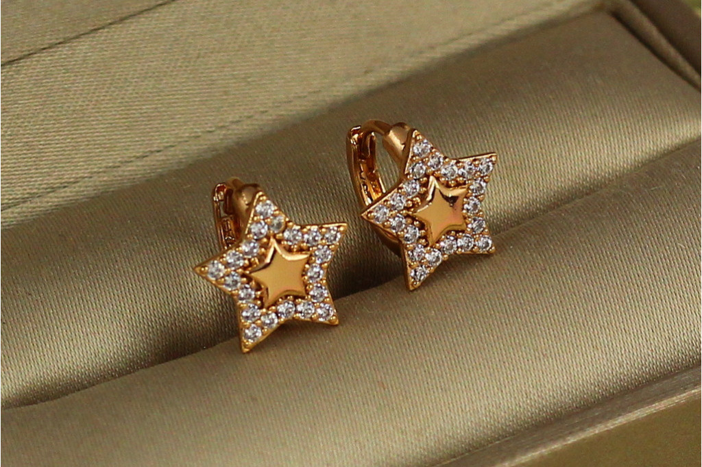 Сережки дитячі Xuping Jewelry мерехтлива зірка 1,1 см золотисті