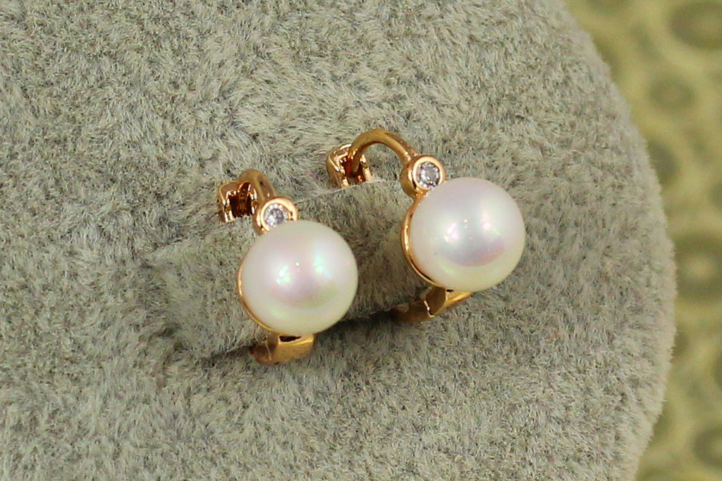 Сережки дитячі Xuping Jewelry сфера з перлинкою 1,2 см золотисті