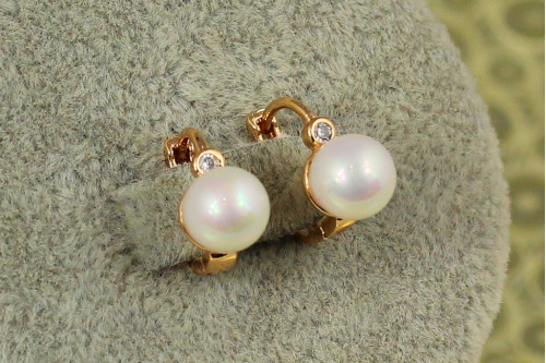 Сережки дитячі Xuping Jewelry сфера з перлинкою 1,2 см золотисті