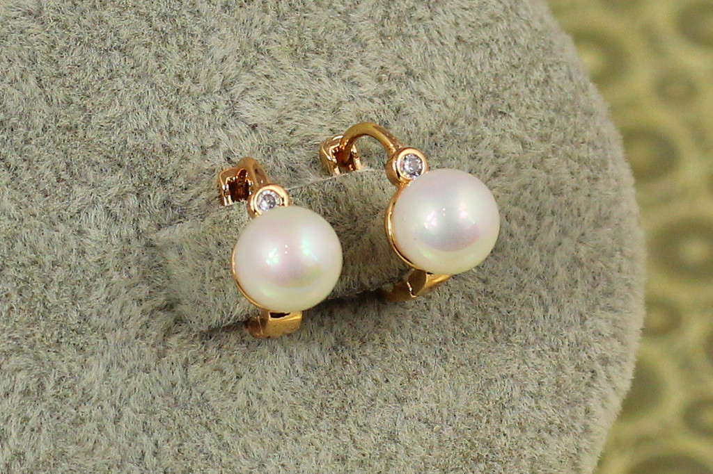 Сережки дитячі Xuping Jewelry сфера з перлинкою 1,2 см золотисті