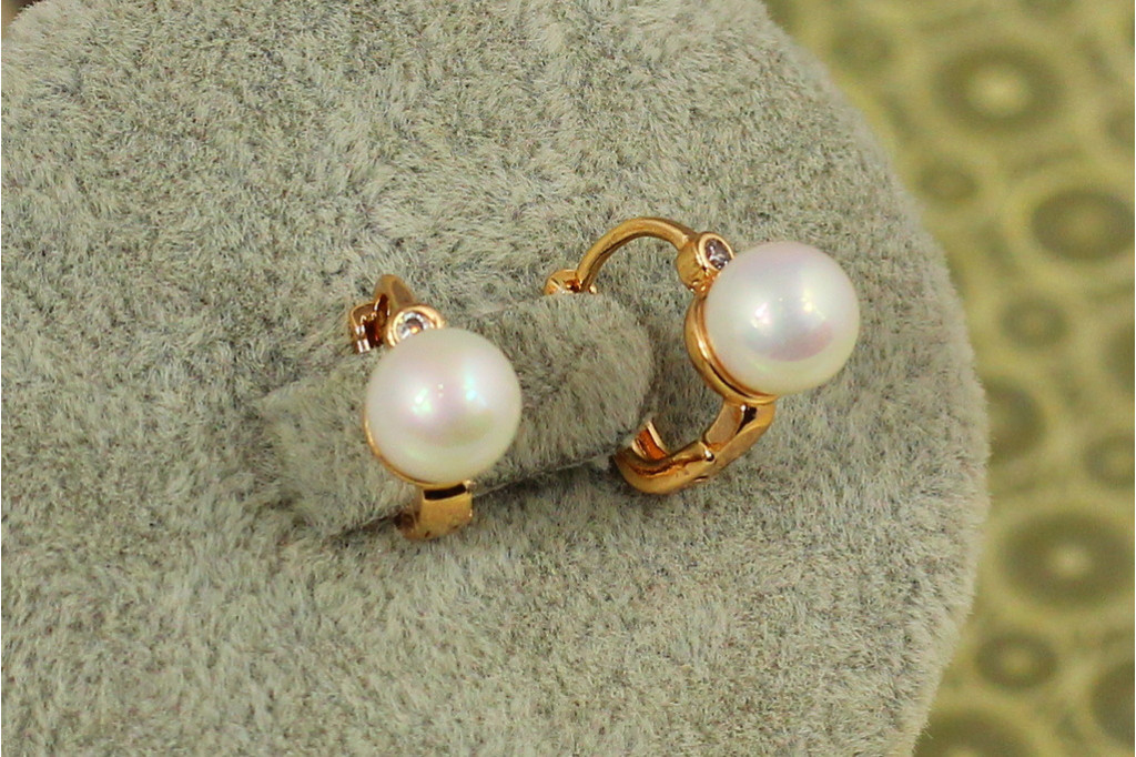 Сережки дитячі Xuping Jewelry сфера з перлинкою 1,2 см золотисті