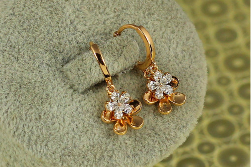 Сережки підвіски дитячі Xuping Jewelry квіточки 2,3 см золотисті