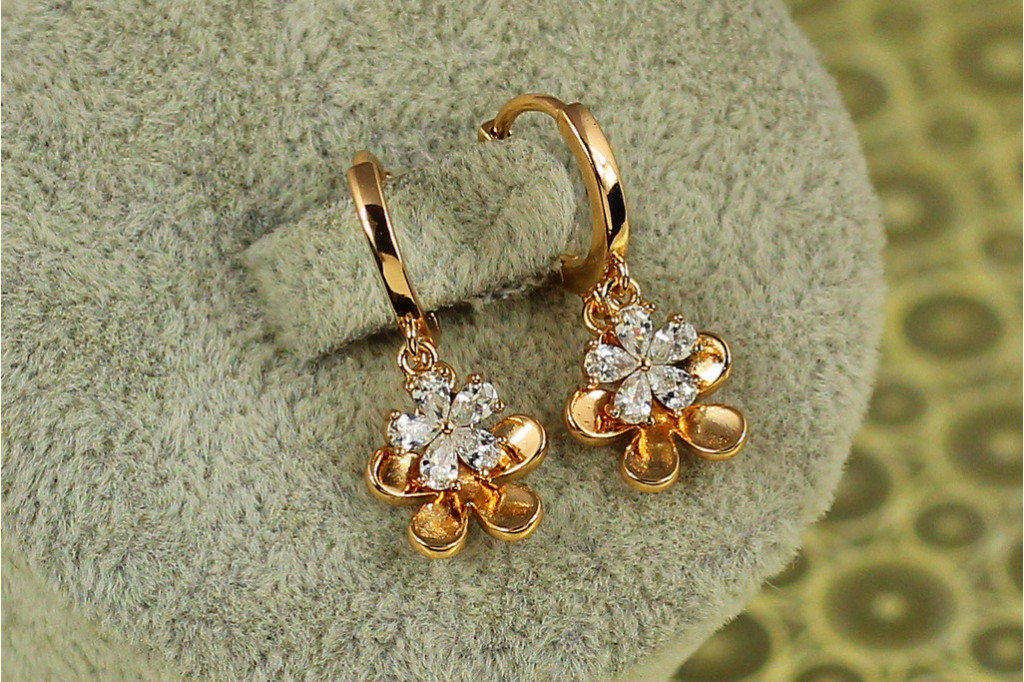 Сережки підвіски дитячі Xuping Jewelry квіточки 2,3 см золотисті