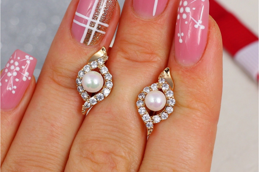 Сережки Xuping Jewelry набуття з перлинами 1,7 см золотисті