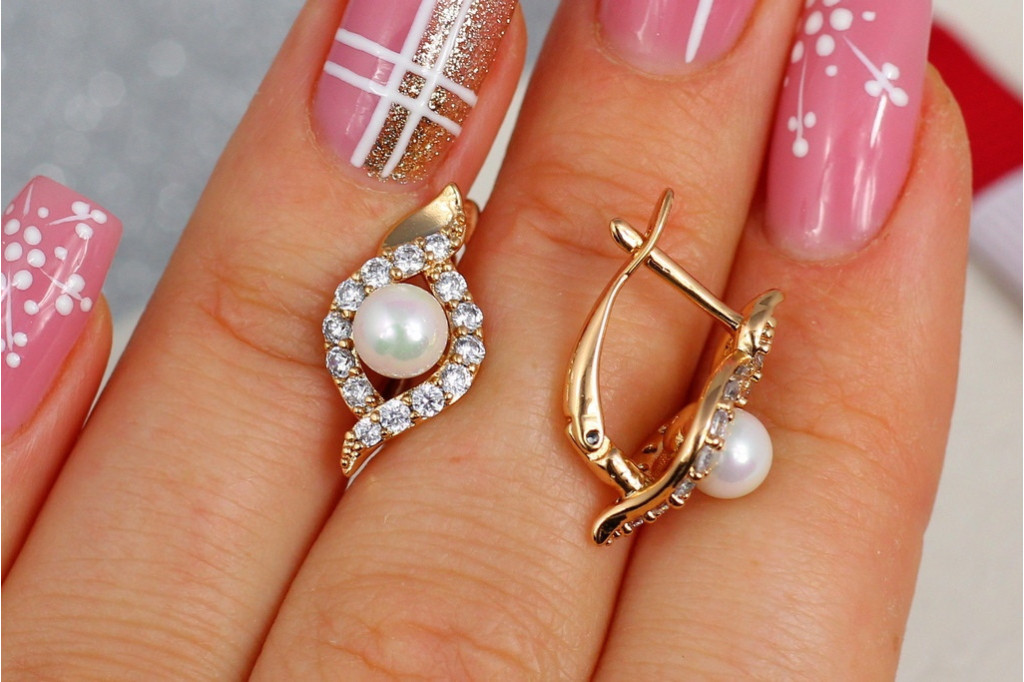 Сережки Xuping Jewelry набуття з перлинами 1,7 см золотисті