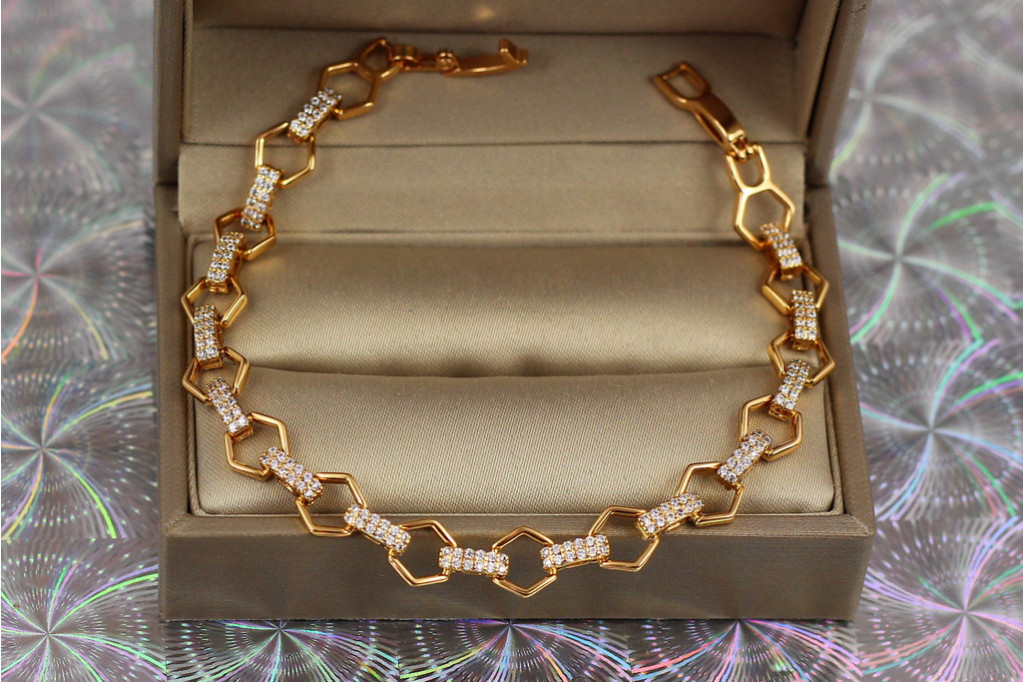 Браслет Xuping Jewelry гексагон 20 см 8 мм золотистий
