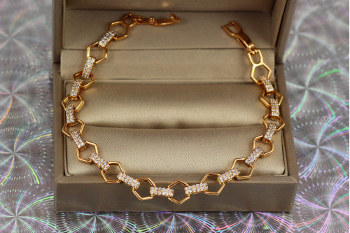 Браслет Xuping Jewelry гексагон 20 см 8 мм золотистий