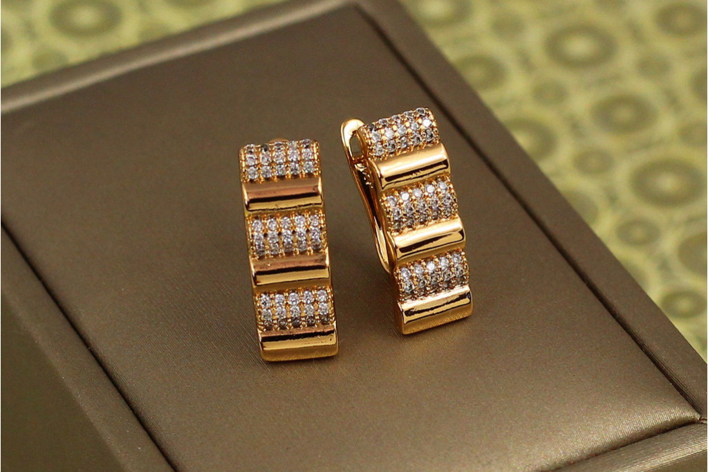 Сережки Xuping Jewelry Гармошка 1,8 см золотисті