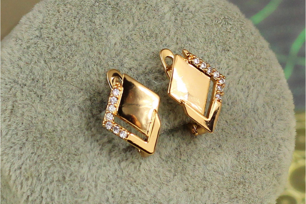 Серьги Xuping Jewelry Двойной ромб 1,5 см золотистые