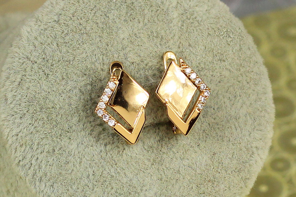 Серьги Xuping Jewelry Двойной ромб 1,5 см золотистые