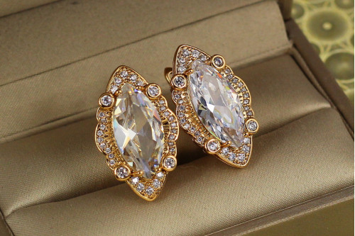 Сережки Xuping Jewelry Великий Маркіз 2,6 см золотисті