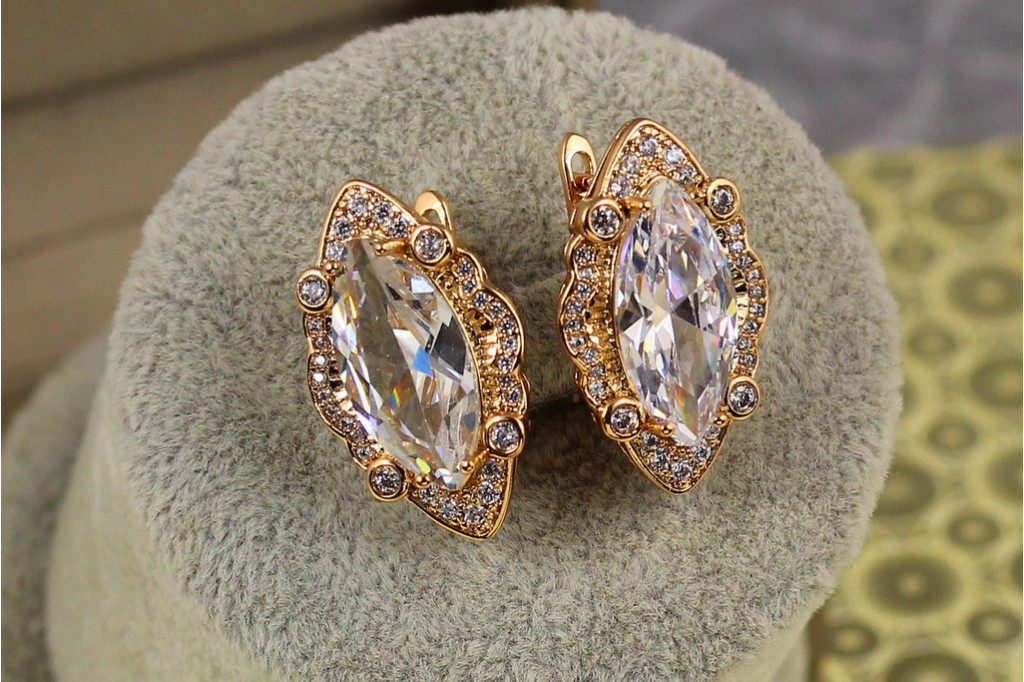 Сережки Xuping Jewelry Великий Маркіз 2,6 см золотисті