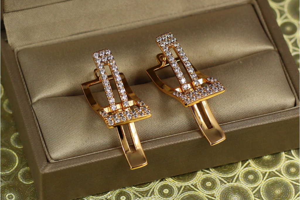 Сережки Xuping Jewelry Пассат 3,2 см золотисті
