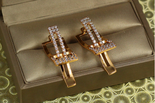 Сережки Xuping Jewelry Пассат 3,2 см золотисті