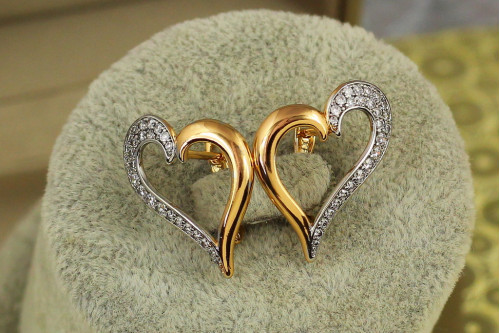 Сережки Xuping Jewelry Сердечки з родієм 2,3 см золотисті