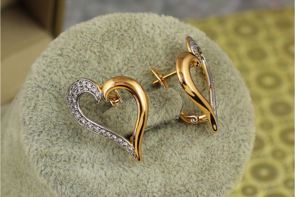 Сережки Xuping Jewelry Сердечки з родієм 2,3 см золотисті