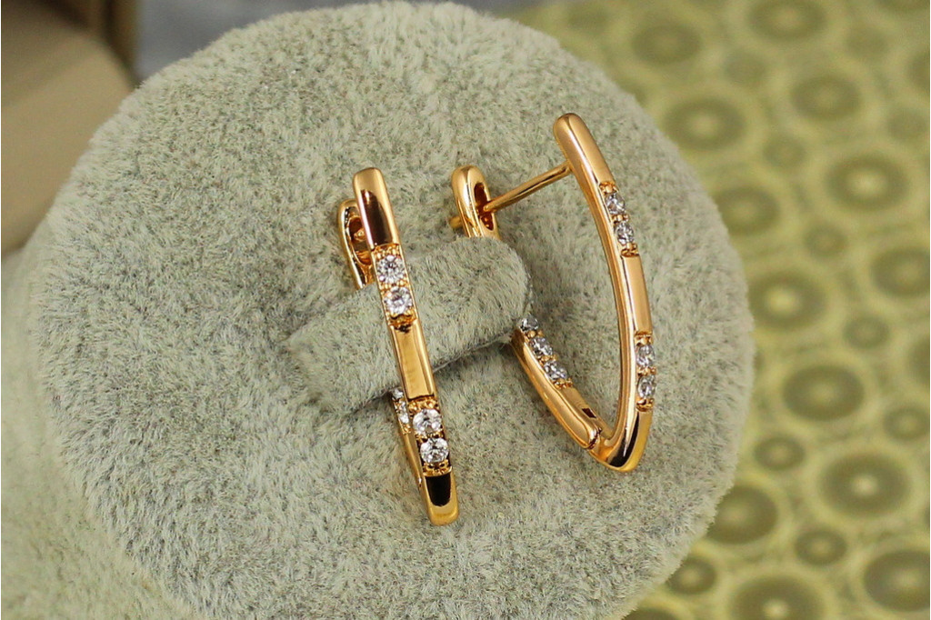 Серьги Xuping Jewelry дорожки два через два 2,6 см золотистые