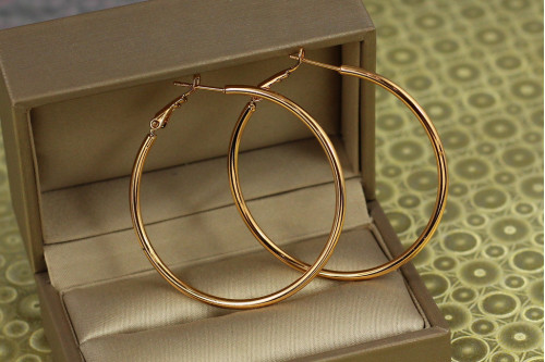 Сережки кільця Xuping Jewelry гладкі 4,5 см золотисті