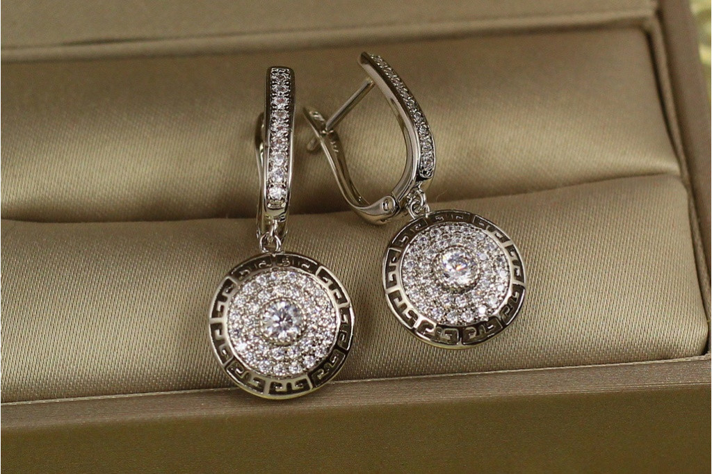 Серьги Xuping Jewelry подвески Версаче круглые 3 см серебристые