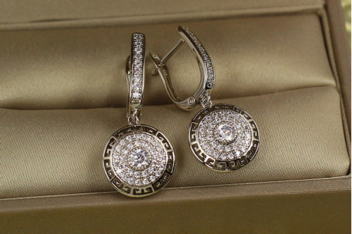 Серьги Xuping Jewelry подвески Версаче круглые 3 см серебристые