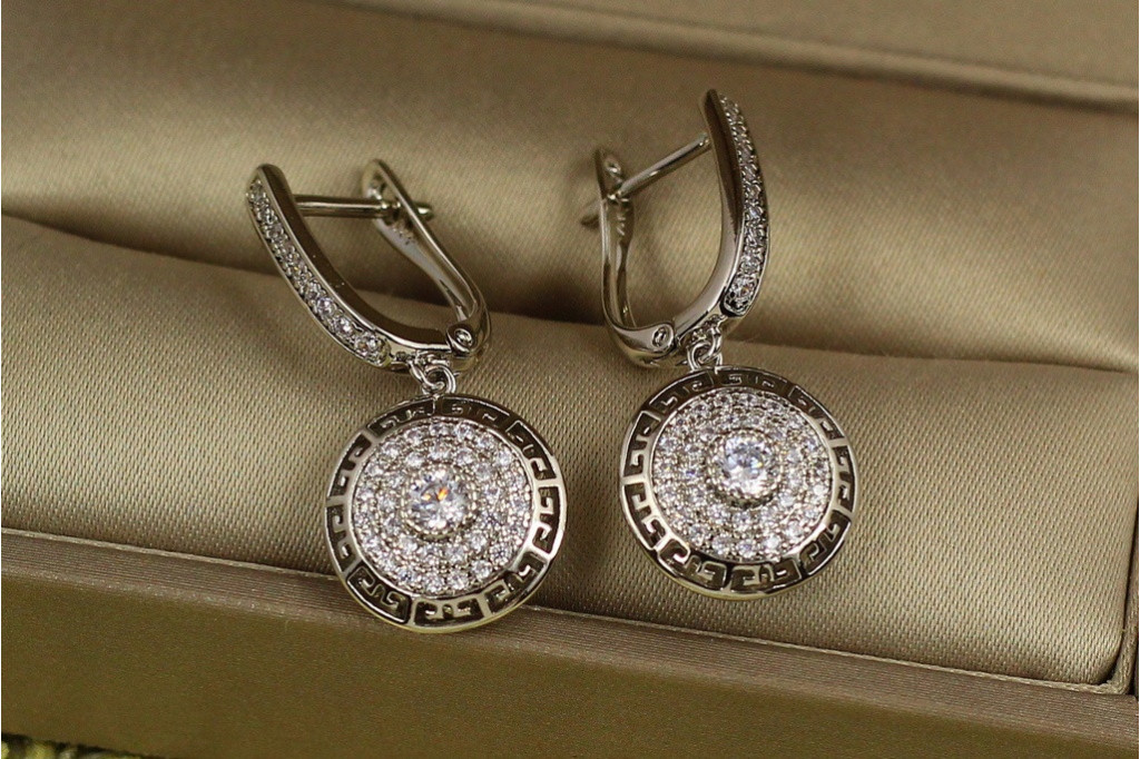 Серьги Xuping Jewelry подвески Версаче круглые 3 см серебристые