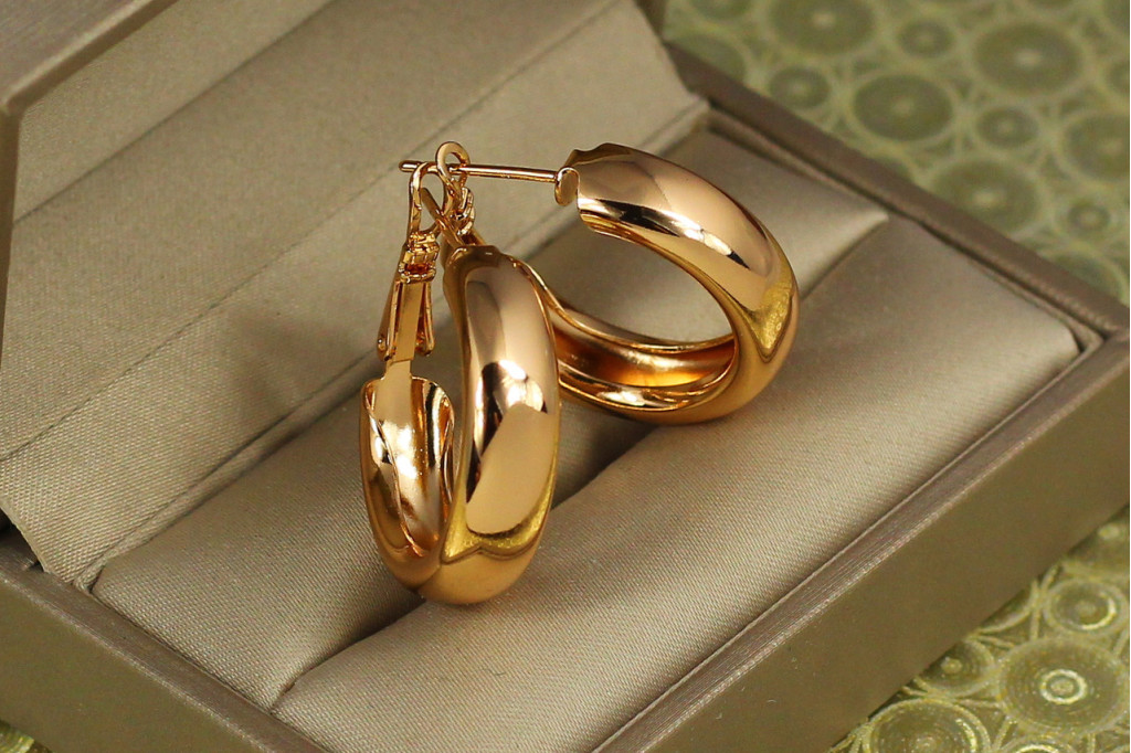 Серьги Xuping Jewelry колечки массивные конго 2,5 см золотистые